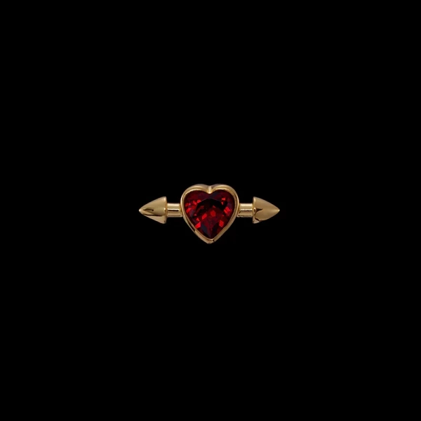 Pierced Heart Ear Stud Red Garnet Gold - Maria Nilsdotter - 1-2 dagars leverans - Nordic Spectra