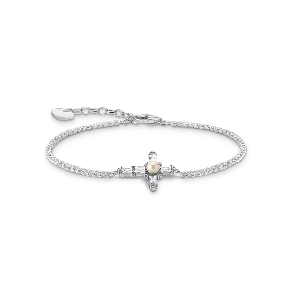 Armband med Glittrande Kors & Pärla - Thomas Sabo - Snabb leverans & paketinslagning - Nordic Spectra