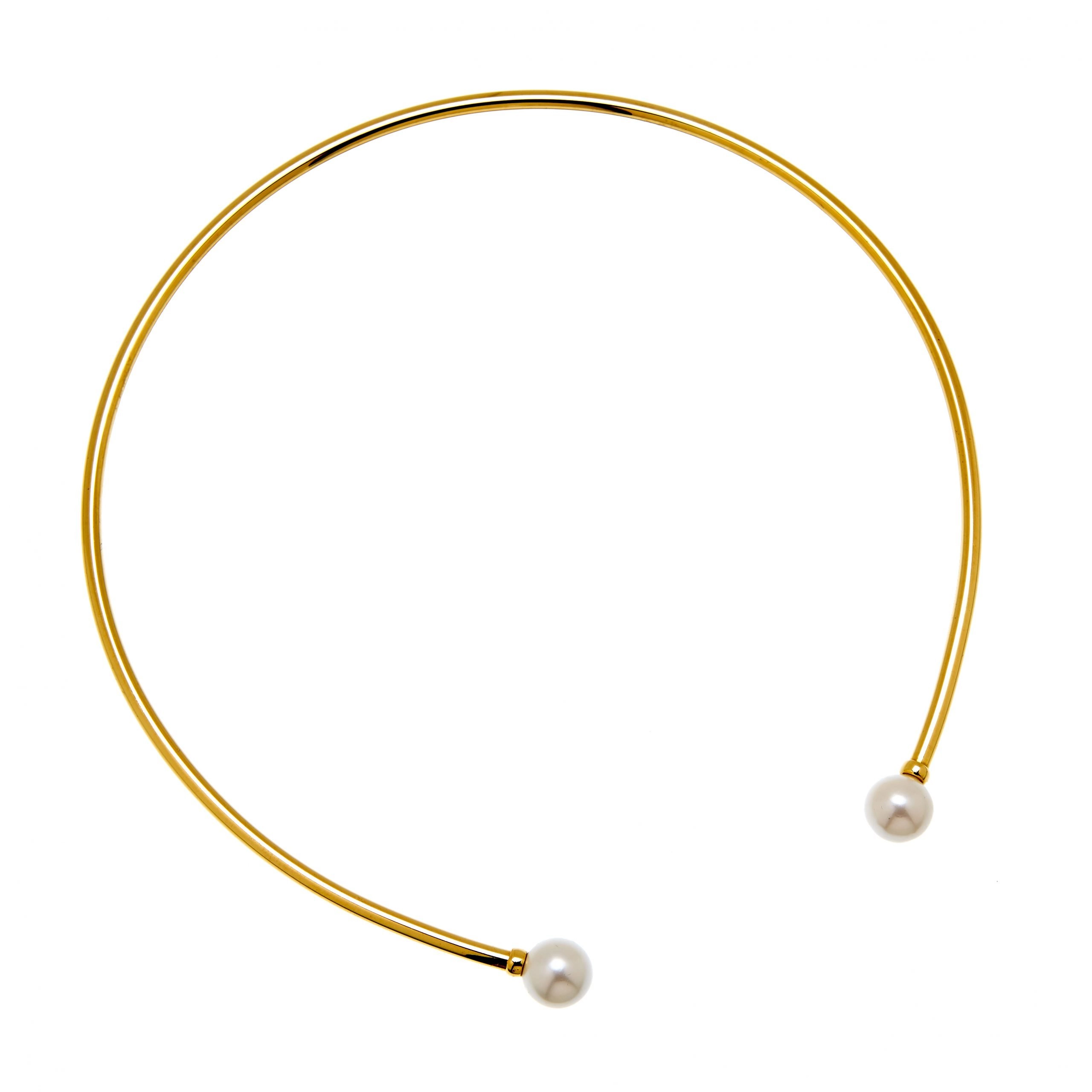 CU Jewellery - Pearl Bangle Necklace Flex Gold