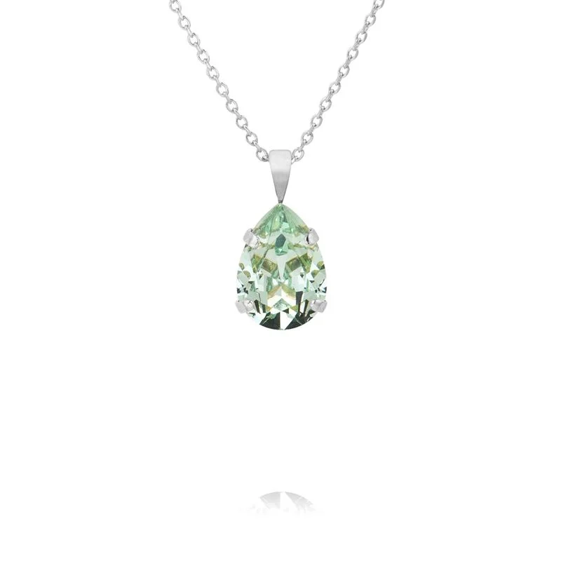 Caroline Svedbom - Mini Drop Necklace Rhodium Chrysolite