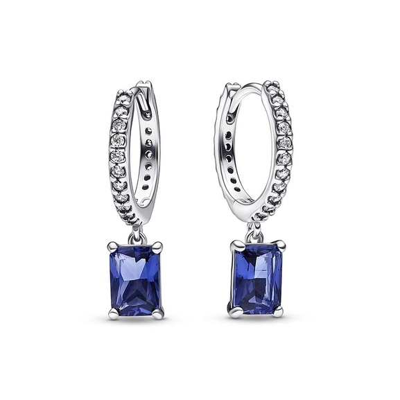 Blue Rectangular Sparkling Hoop Earrings - PANDORA - Snabb frakt & paketinslagning - Nordicspectra.se
