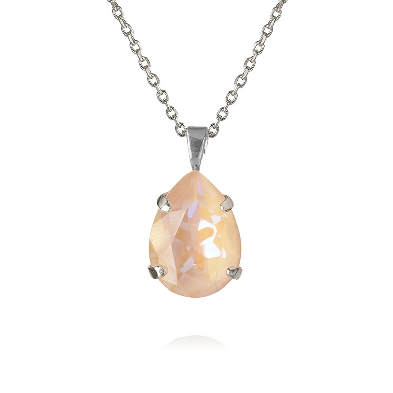 Caroline Svedbom - Mini Drop Necklace Rhodium Ivory Creme Delite