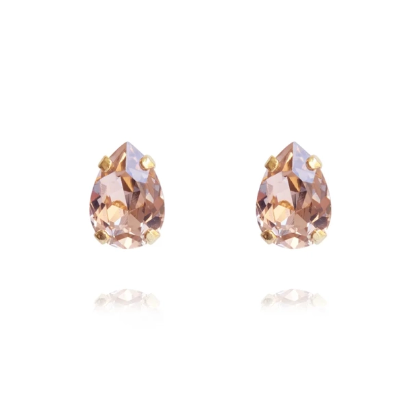 Petite Drop Stud Earrings i guld med gammelrosa kristaller