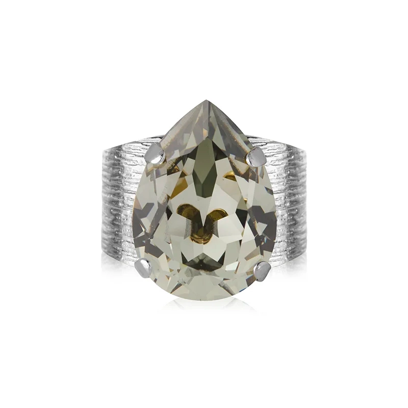 Caroline Svedbom - Classic Drop Ring Rhodium Black Diamond