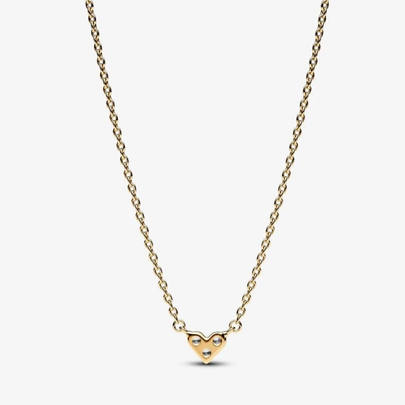 Collierhalsband med Glittrande Hjärta Guld - PANDORA - Snabb leverans & paketinslagning - Nordic Spectra
