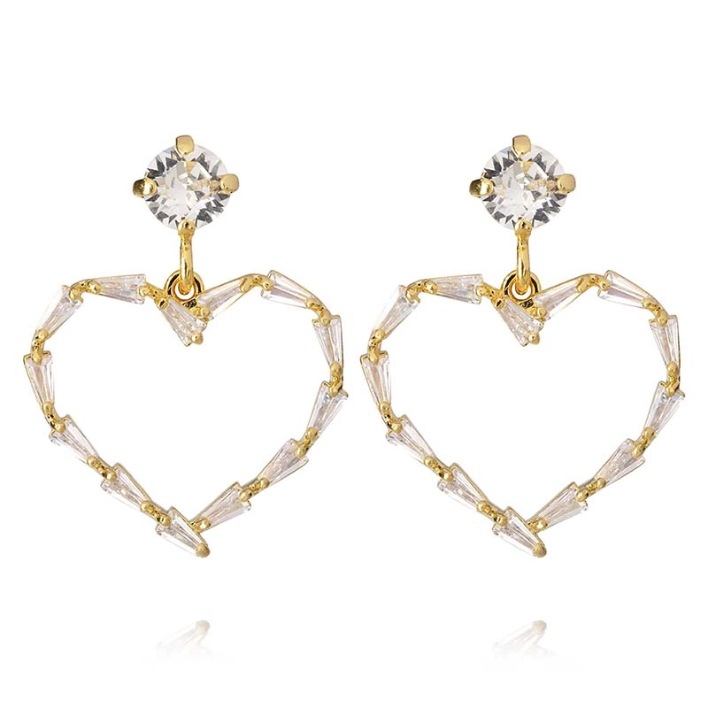 Caroline Svedbom - Baguette Heart Earrings Gold Crystal