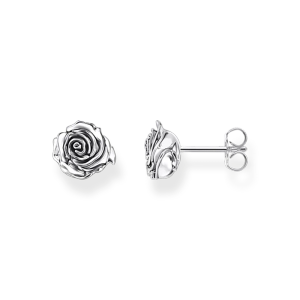 Midnight Rose stiftörhängen i svärtat silver