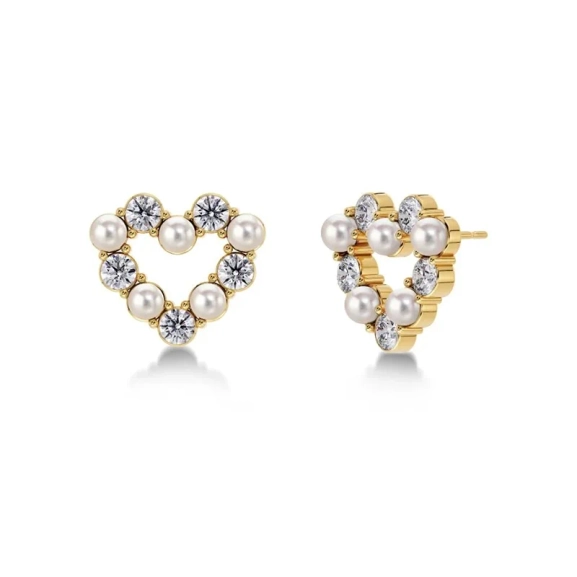 Affinity Pearl Heart Studs Gold - Edblad - Snabb leverans - Gratis paketinslagning