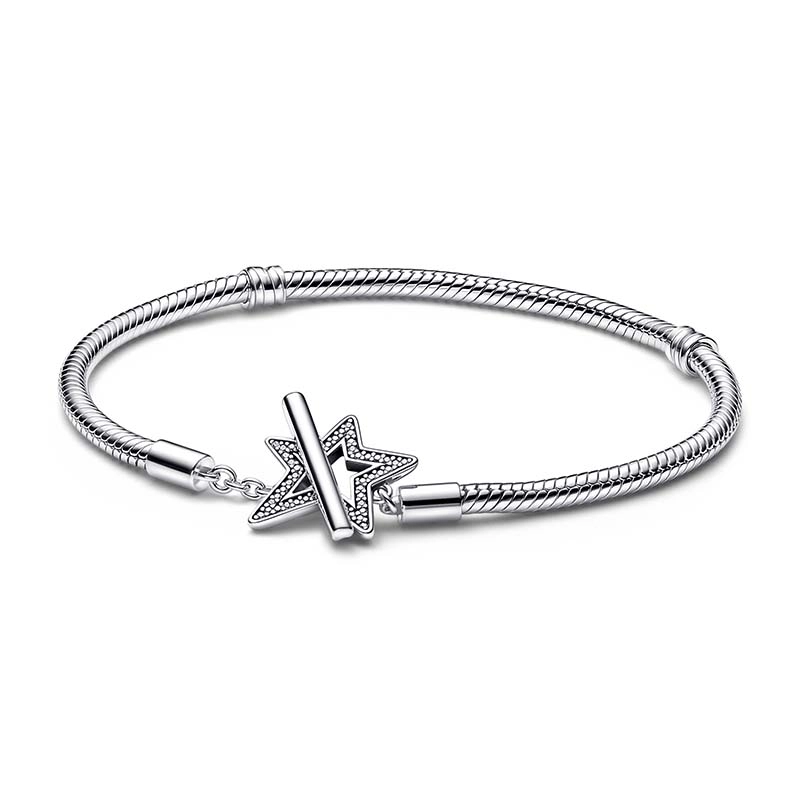 PANDORA - Pandora Moments Asymmetric Star T-bar Snake Chain Bracelet