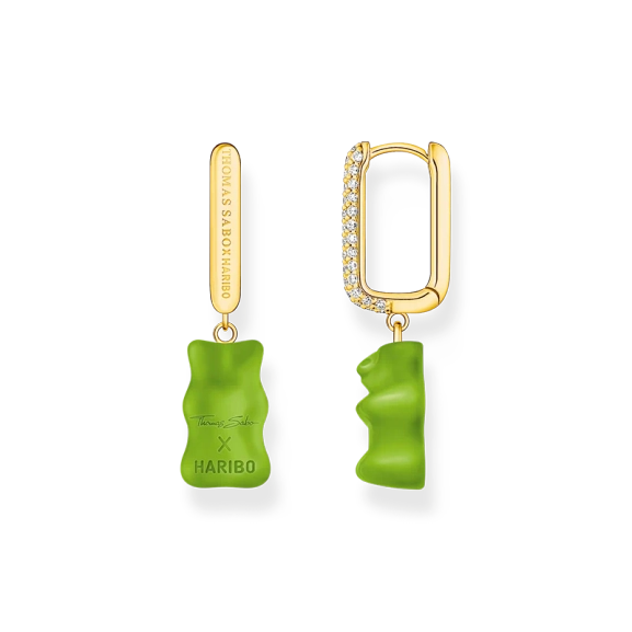 HARIBO Singelcreol Grön Gummibjörn med Glittrande Stenar Guld - Thomas Sabo - Snabb leverans & paketinslagning - Nordic Spectra