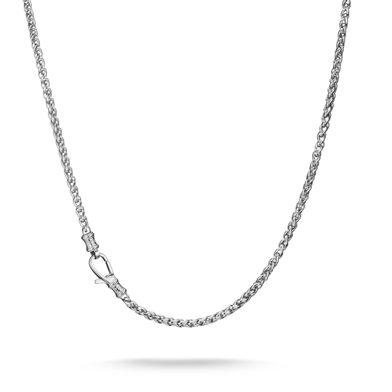 Rebel Flätat 4 mm stål halsband med flätad kedja i silverfärgat stål