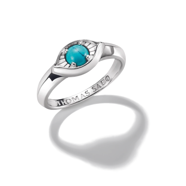 Litet Turkost Öga Elyndra Ring från Thomas Sabo i silver med ögonform och imiterad turkos cabochon