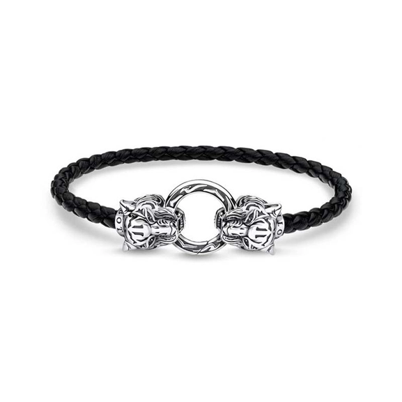 Schwarzes Lederarmband Tiger von Thomas Sabo, Schneller Versand - Nordicspectra.de