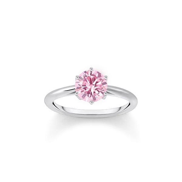 Ring mit pinkfarbenem Stein im Brillantschliff Silber - Thomas Sabo - Nordic Spectra