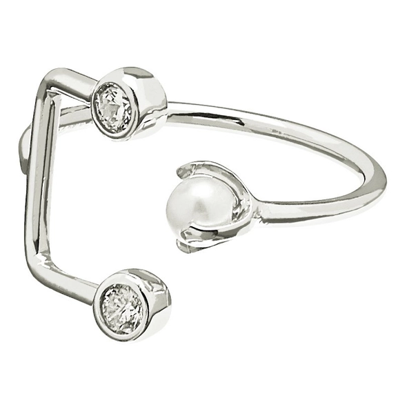 Pearl/Brilliant Double Ring Silver -CU Jewellery - Snabb frakt & paketinslagning - Nordicspectra.se