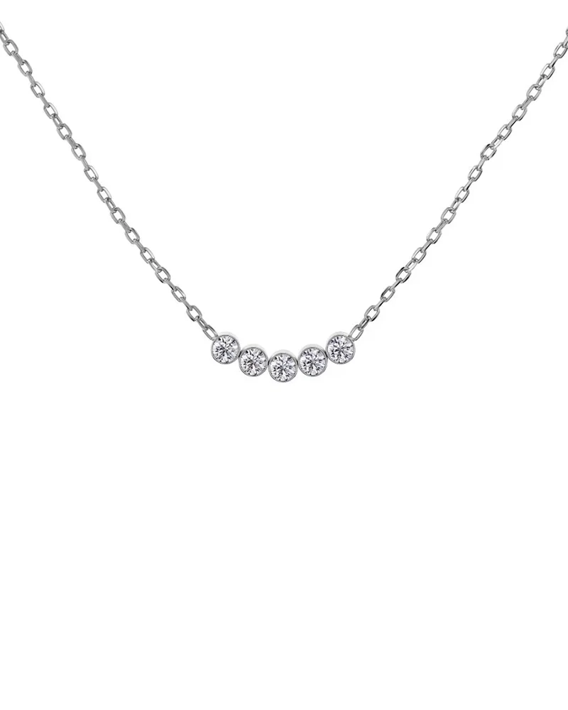 Halsband i rostfritt stål med fem cubic zirconia-stenar på en justerbar ankarkedja