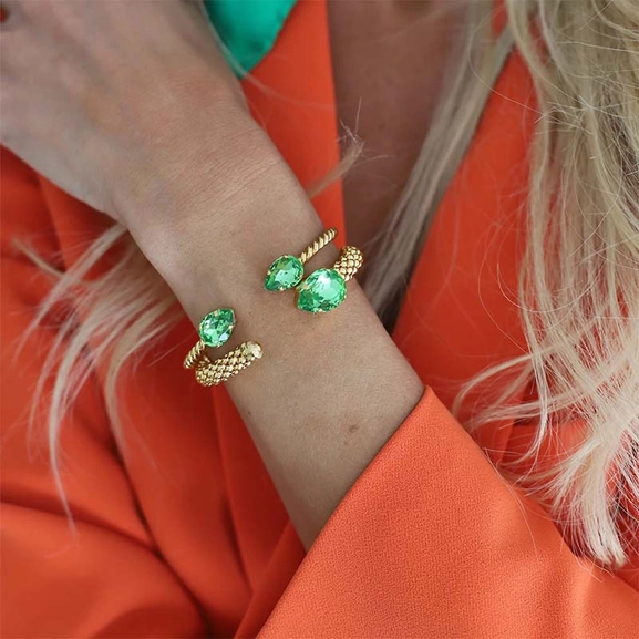 Mini Drop Bracelet Rhodium Peridot - Caroline Svedbom - Nopea toimitus ja lahjapakkaus - Nordic Spectra