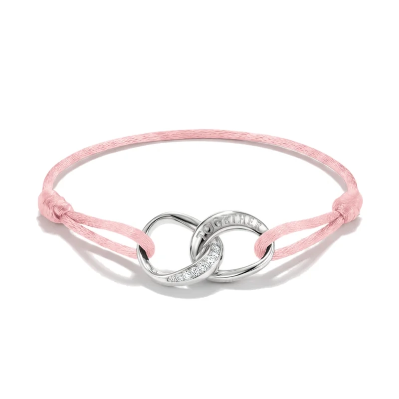 Thomas Sabo - Rosa Together Glittrande Textilarmband