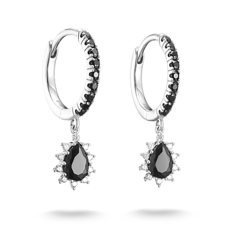 Svart Sten True Romance Hoops i återvunnet 925-silver med svärtad finish och zirkoner