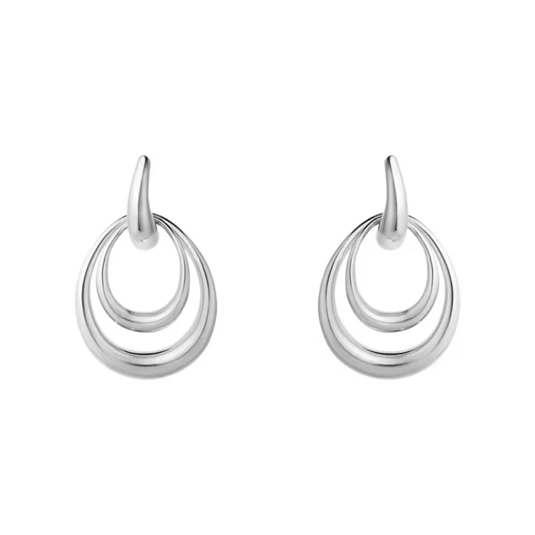 Offspring Dubbla Örhängen Mellan i silver med två sammanlänkade former
