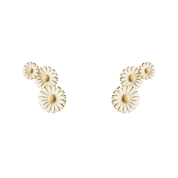Daisy Vit Layered Örhängen Guld