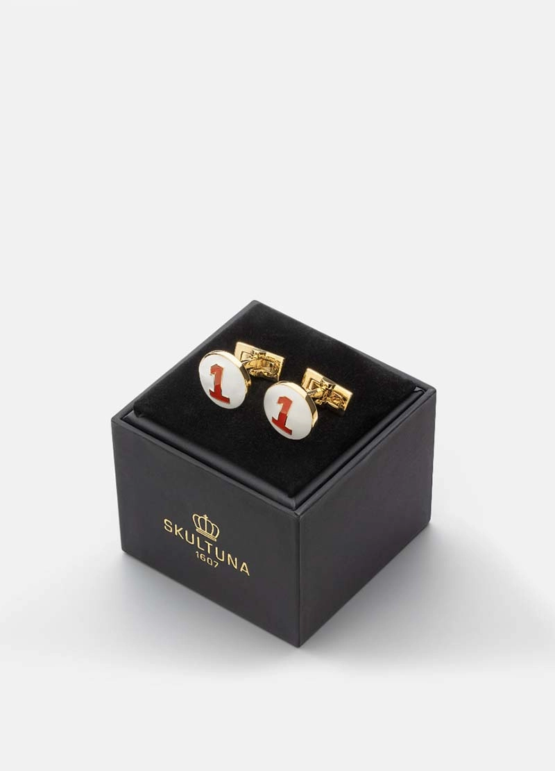 Manschettknappar The Racer Guld Vit/Röd - Skultuna - Snabb frakt & paketinslagning - Nordicspectra.se