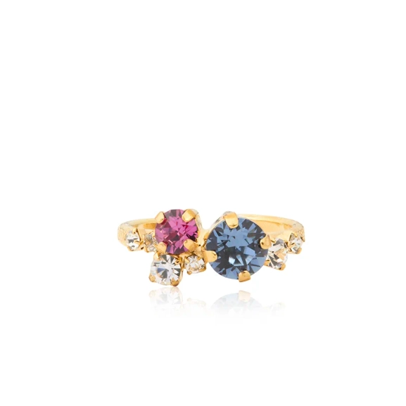Guldpläterad Stardust Ring med justerbara Swarovski® kristaller i mörkrosa nyans