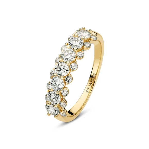 Fior Ring 14K Guld med sju gnistrande syntetiska diamanter