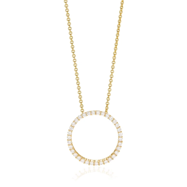 Biella Grande Pendant Guld från Sif Jakobs: Elegant hängsmycke i 18K guldpläterat silver med cubic zirconia