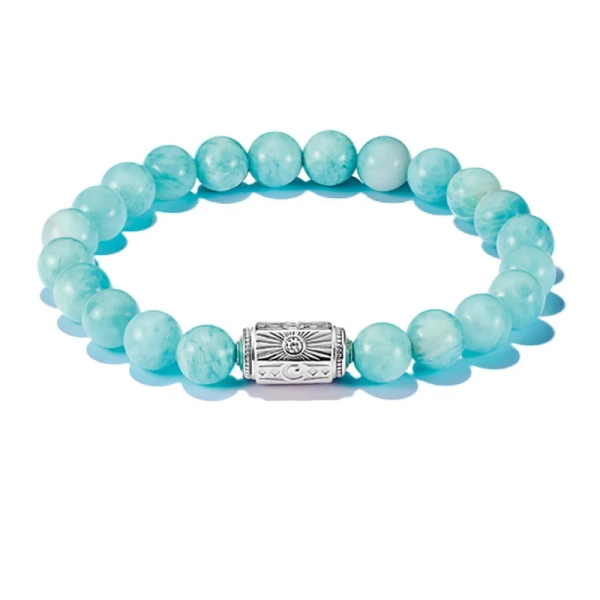 Armband Beads Amazonit från Thomas Sabo med amazonitpärlor och silverdetalj med lyckosymboler