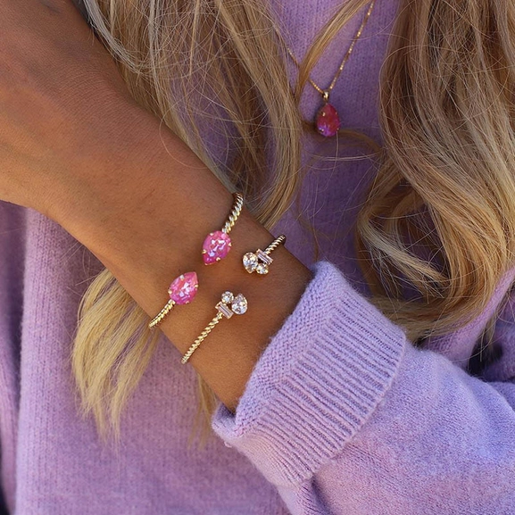 Mini Drop Bracelet Rhodium Lotus Pink Delite - Caroline Svedbom - Snabb frakt & paketinslagning - Nordicspectra.se