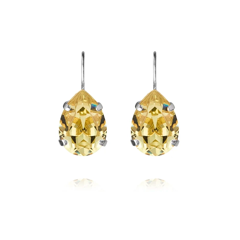 Caroline Svedbom - Mini Drop Clasp Earrings Rhodium Dark Jonquil