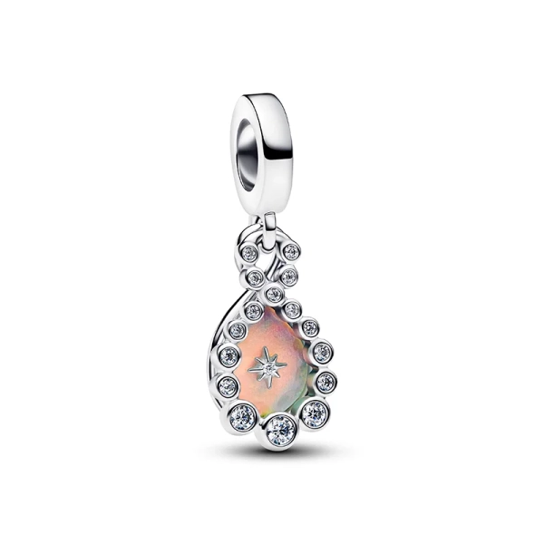 Pandora Moments Opalskimrande Evighetssymbol Berlock med Cubic Zirconia och LOVE TIMES INFINITY gravyr.