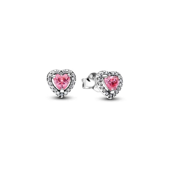 Rosa hjärtformade örhängen med stift i sterlingsilver