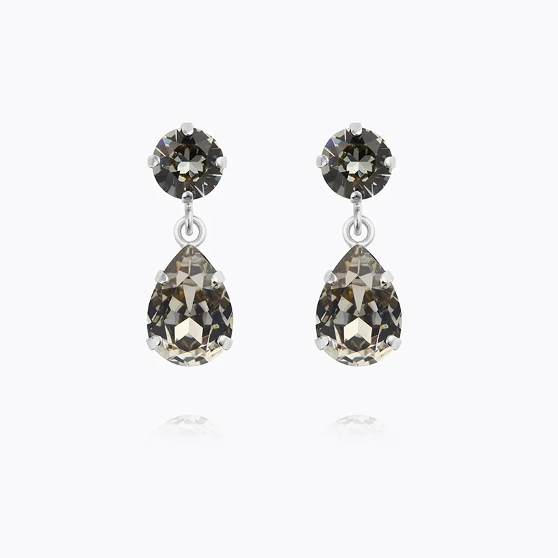 Caroline Svedbom - Mini Drop Earrings Rhodium Black Diamond