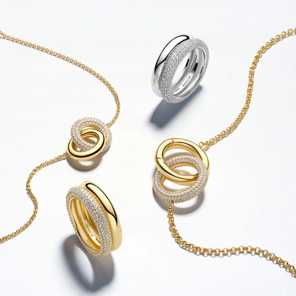 elegantes 18 Karat vergoldetes Silber mit Zirkonia