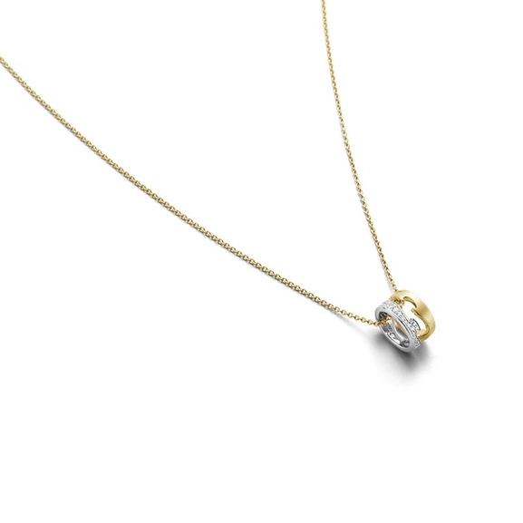 Fusion Kette Gelb & Weißes Gold Mit Pavé Diamant 0.22 ct  von Georg Jensen, Schneller Versand - Nordicspectra.de