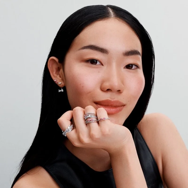 Glittrande Ring med Rosa Rosett - PANDORA - 1-2 dagar leverans - Gratis paketinslagning