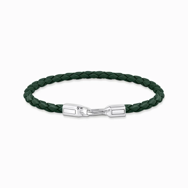 Smalt Läderarmband Grönt & Silver - Thomas Sabo - Snabb leverans & paketinslagning - Nordic Spectra