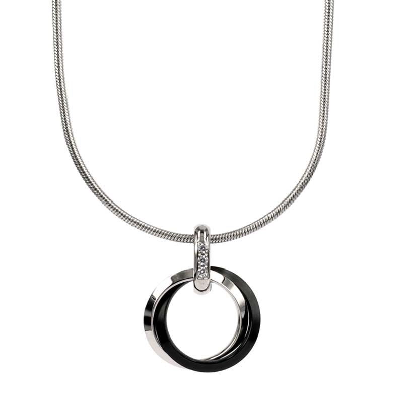 Astrid & Agnes - CAROLIN Kort Halsband Svart Stål