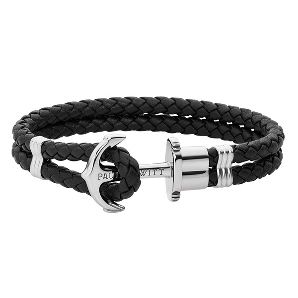 Leather Phrep Armband Svart/Silver - Paul Hewitt armband - Snabb frakt & paketinslagning - Nordicspectra.se