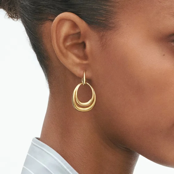 Offspring Dubbla Örhängen i 18K guld med sammanlänkade former