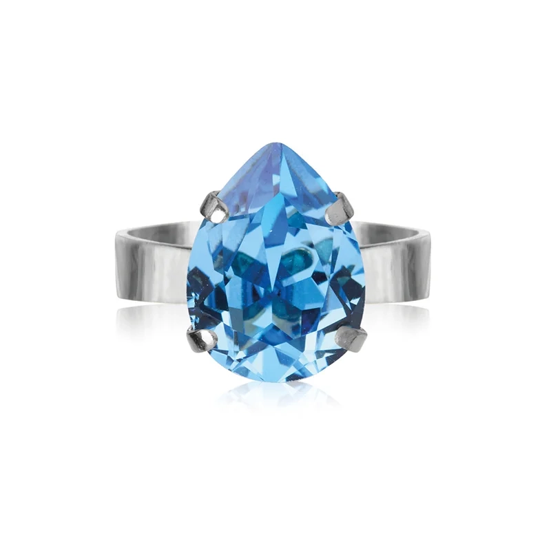 Caroline Svedbom - Mini Drop Ring Rhodium Recreated Iceblue