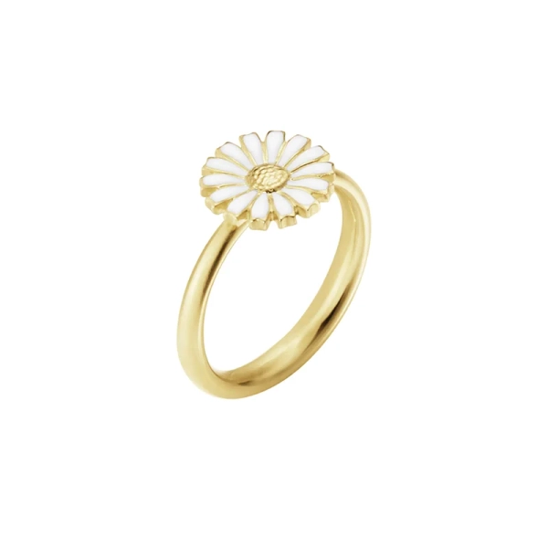 Daisy Vit Ring ⌀ 11 mm Guld från Georg Jensen i 18K guldpläterat silver med handmålad emalj