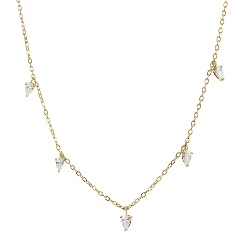 Astrid & Agnes - DROP Crystal Multi Halsband Guld