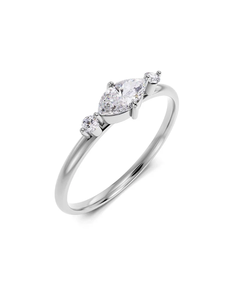 Trinny-ringen i polerat stål med tre cubic zirconia-stenar