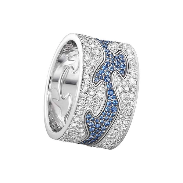 Fusion 3-delad Ring VG//Pavé/Blå Safir - Georg Jensen ringar - Snabb frakt & paketinslagning - Nordicspectra.se