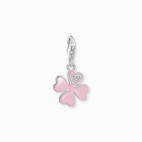 Charm-Anhänger Pinkes Kleeblatt mit weißen Steinen - Thomas Sabo - Nordic Spectra