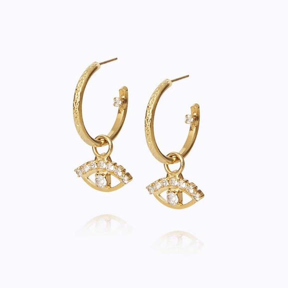 Petite Greek Eye Earrings Gold Crystal - Caroline Svedbom - Snabb leverans - Nordic Spectra