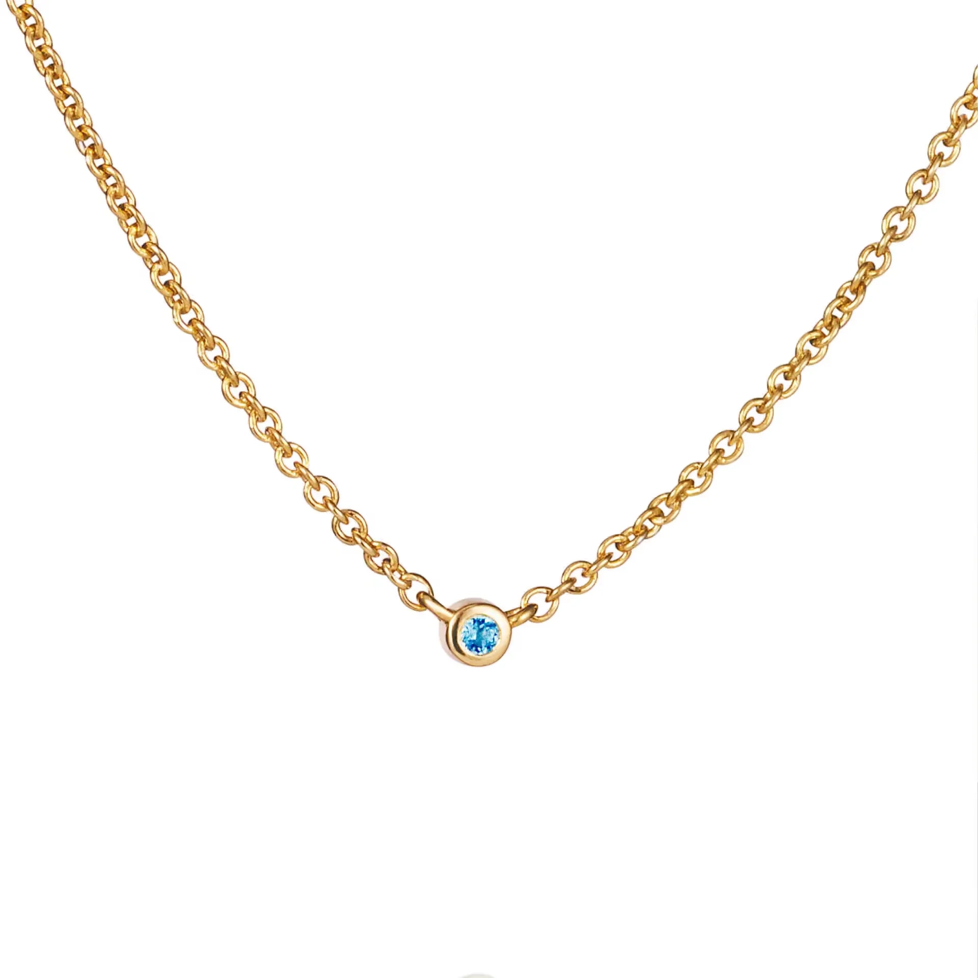 Efva Attling - Micro Blink Necklace - Blue Topaz Gold Plated